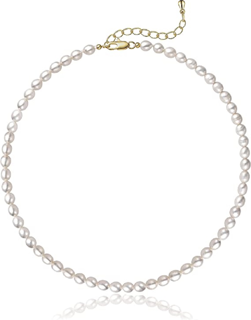 Pearl Necklace 5-7mm Oval Whit - Pearl Trim Chain recension och pris