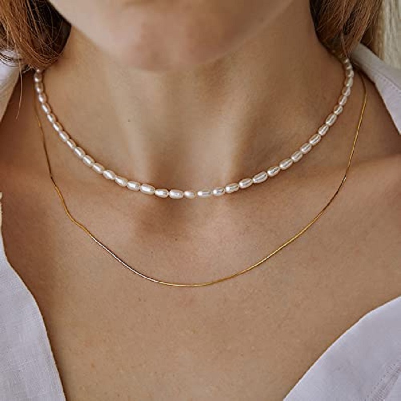 Pearl Necklace 5-7mm Oval Whit - Pearl Trim Chain recension och pris