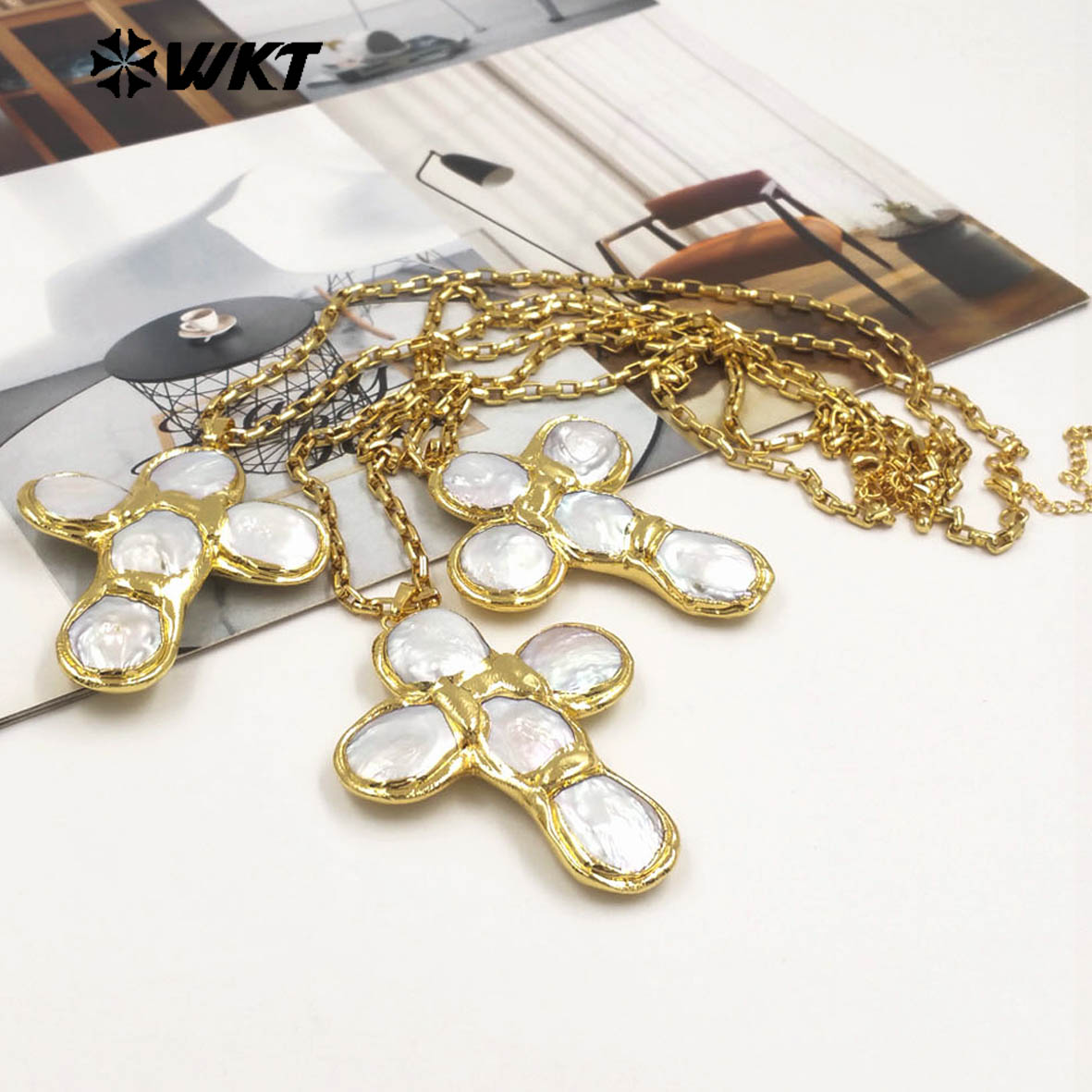 WT-JN349 Newest Design Natural - Pearl Trim Chain recension och pris
