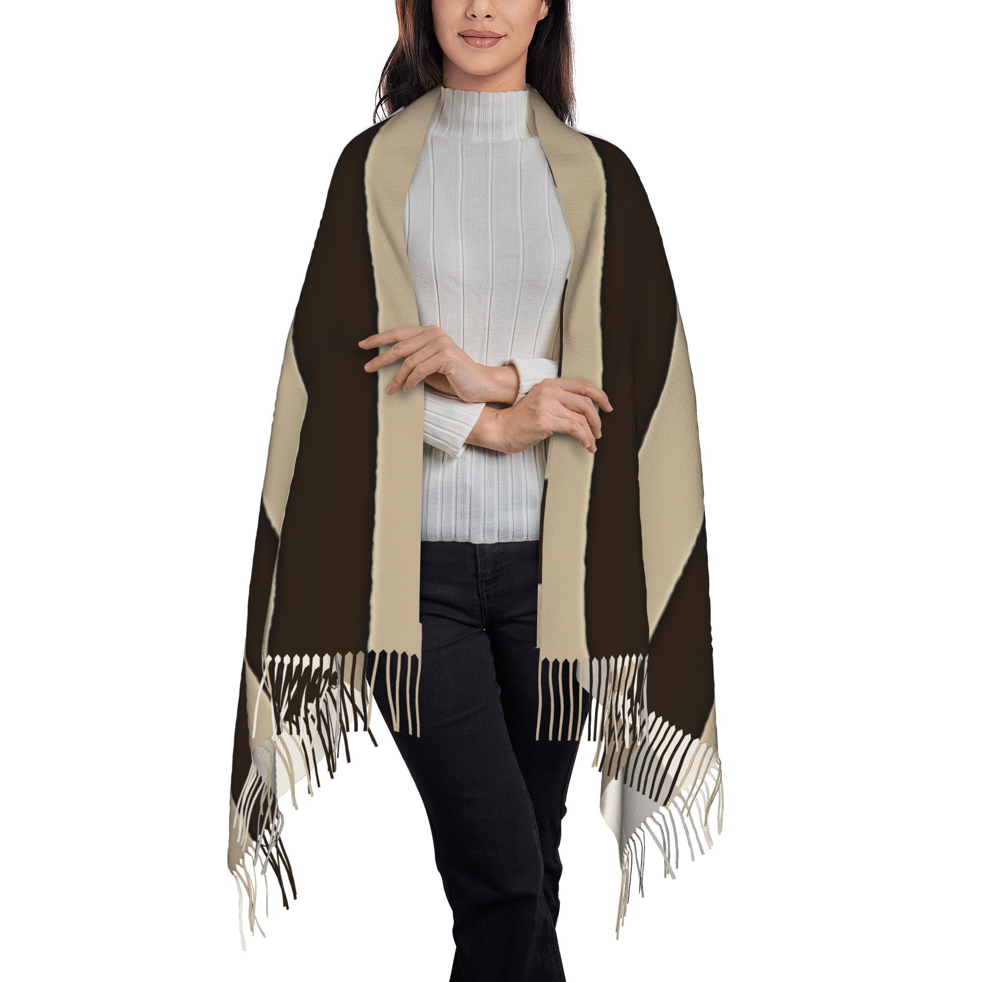 1pc Vertical Brown & Beige Str - Tassel Fringe Trim recension och pris